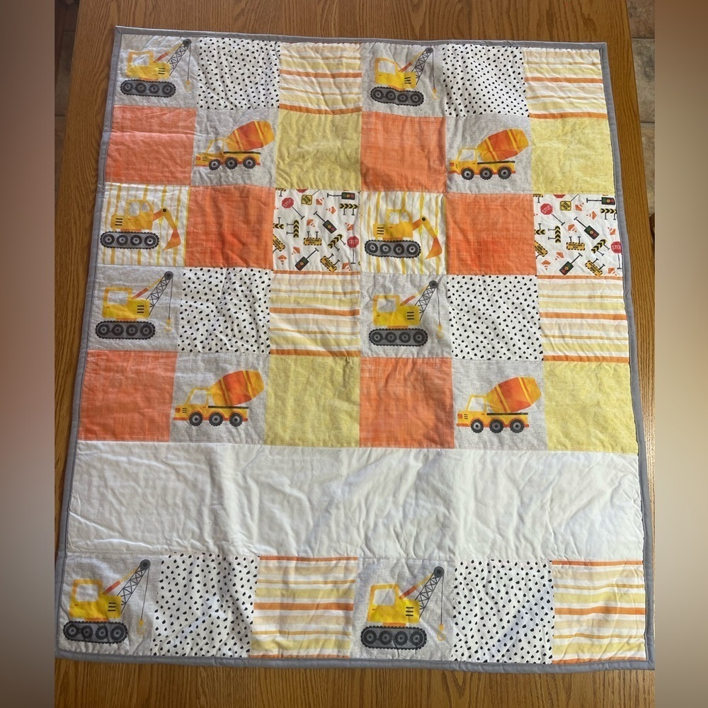 New! Baby Boy Patchwork Construction Crib Handmade Quilt
41 X 36